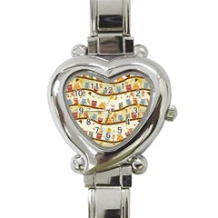 Autumn Owls Heart Italian Charm Watch 