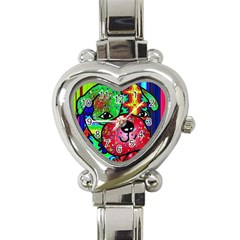 Pug Heart Italian Charm Watch 