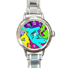 Abstract Round Italian Charm Watch by Siebenhuehner