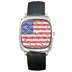 Flag Square Leather Watch