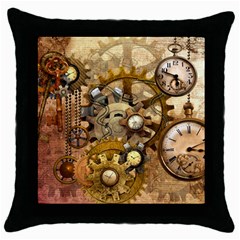 Steampunk Black Throw Pillow Case