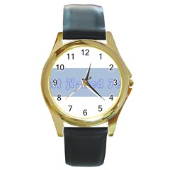 1logo2 Round Leather Watch (gold Rim) 