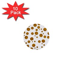 Tan Polka Dots 1  Mini Button (10 Pack)