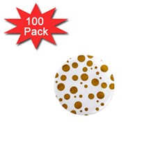 Tan Polka Dots 1  Mini Button Magnet (100 Pack)