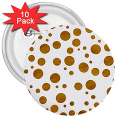 Tan Polka Dots 3  Button (10 Pack)