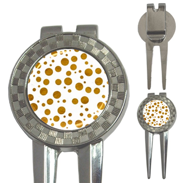 Tan Polka Dots Golf Pitchfork & Ball Marker