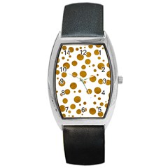 Tan Polka Dots Tonneau Leather Watch