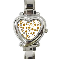 Tan Polka Dots Heart Italian Charm Watch 