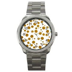 Tan Polka Dots Sport Metal Watch by Colorfulart23