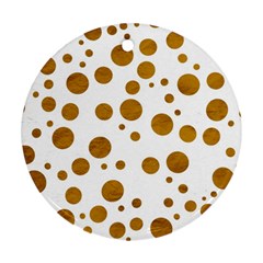 Tan Polka Dots Round Ornament (two Sides) by Colorfulart23