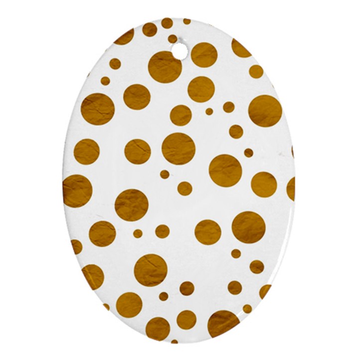 Tan Polka Dots Oval Ornament (Two Sides)