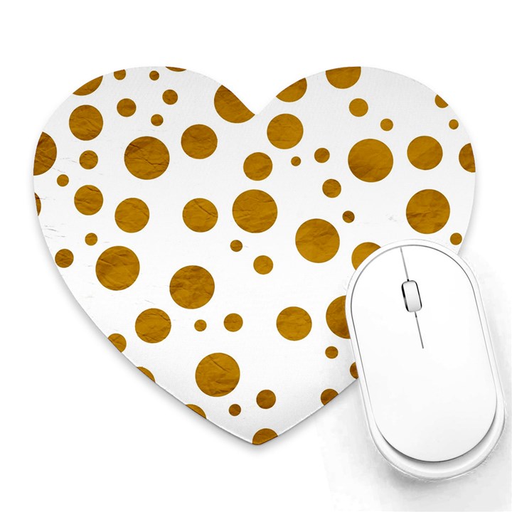 Tan Polka Dots Mouse Pad (Heart)