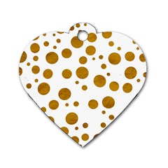 Tan Polka Dots Dog Tag Heart (two Sided)