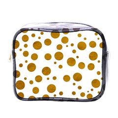 Tan Polka Dots Mini Travel Toiletry Bag (one Side) by Colorfulart23