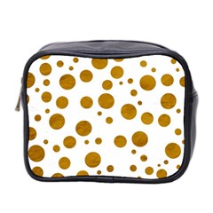 Tan Polka Dots Mini Travel Toiletry Bag (two Sides)