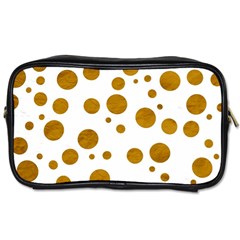 Tan Polka Dots Travel Toiletry Bag (one Side)