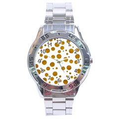 Tan Polka Dots Stainless Steel Watch