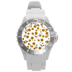 Tan Polka Dots Plastic Sport Watch (large) by Colorfulart23