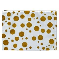 Tan Polka Dots Cosmetic Bag (xxl) by Colorfulart23