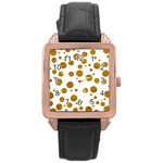 Tan Polka Dots Rose Gold Leather Watch  Front