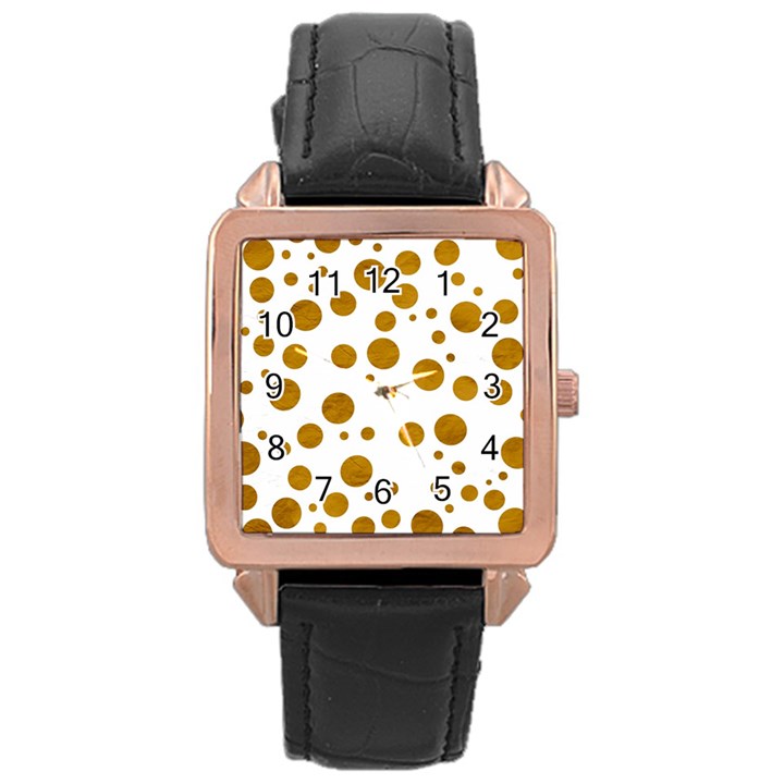 Tan Polka Dots Rose Gold Leather Watch 