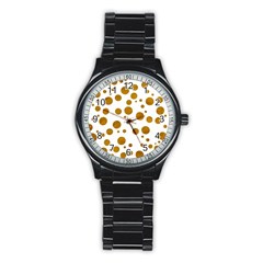 Tan Polka Dots Sport Metal Watch (black)