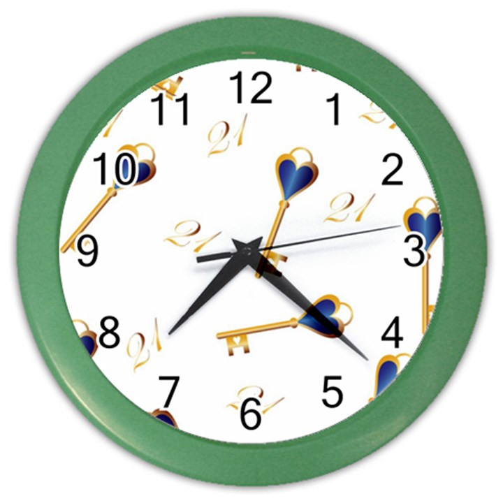 21st Birthday Keys Background Wall Clock (Color)