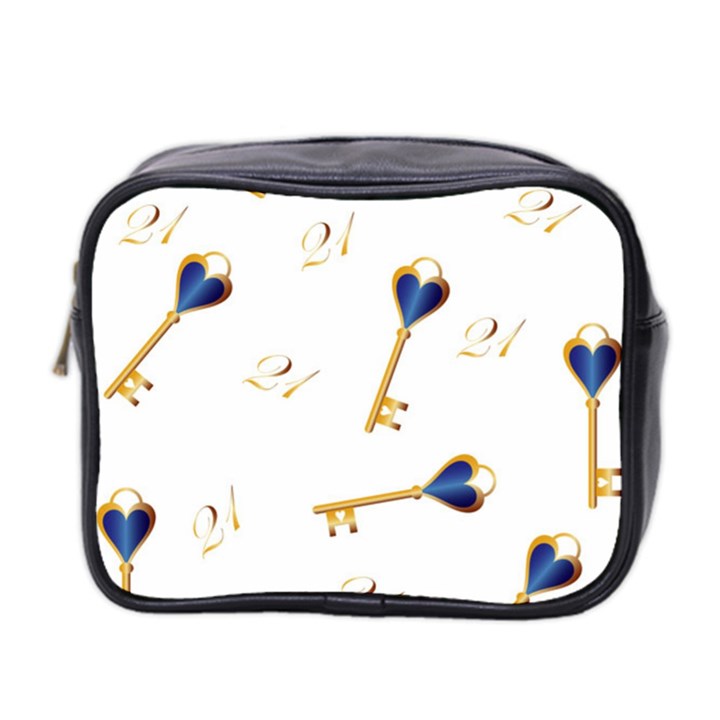 21st Birthday Keys Background Mini Travel Toiletry Bag (Two Sides)