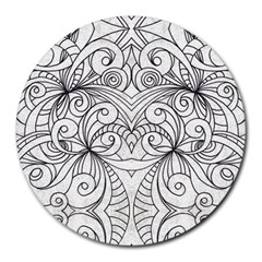 Drawing Floral Doodle 1 8  Mouse Pad (round) by MedusArt