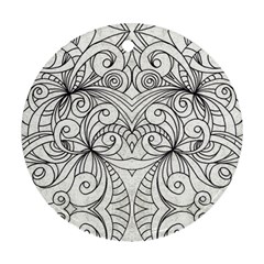 Drawing Floral Doodle 1 Round Ornament by MedusArt