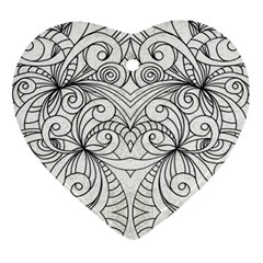 Drawing Floral Doodle 1 Heart Ornament