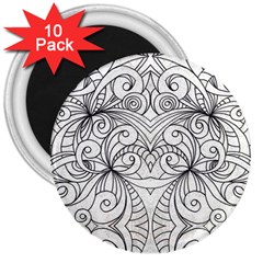 Drawing Floral Doodle 1 3  Button Magnet (10 Pack) by MedusArt