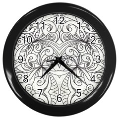 Drawing Floral Doodle 1 Wall Clock (black) by MedusArt