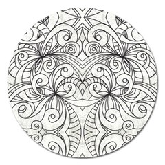 Drawing Floral Doodle 1 Magnet 5  (round) by MedusArt