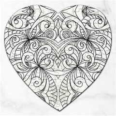 Drawing Floral Doodle 1 Jigsaw Puzzle (heart) by MedusArt