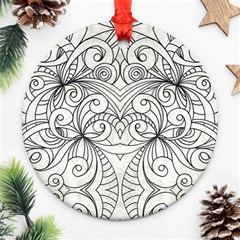 Drawing Floral Doodle 1 Round Ornament (two Sides)