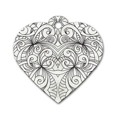 Drawing Floral Doodle 1 Dog Tag Heart (one Sided)  by MedusArt