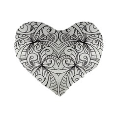 Drawing Floral Doodle 1 16  Premium Heart Shape Cushion  by MedusArt