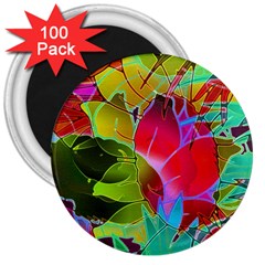 Floral Abstract 1 3  Button Magnet (100 Pack) by MedusArt