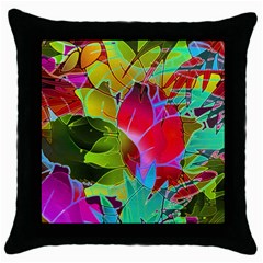 Floral Abstract 1 Black Throw Pillow Case