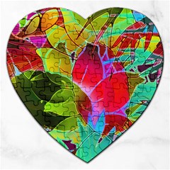 Floral Abstract 1 Jigsaw Puzzle (heart) by MedusArt