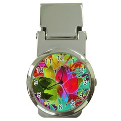 Floral Abstract 1 Money Clip With Watch by MedusArt