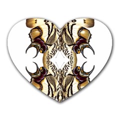 Butterfly Art Ivory&brown Mouse Pad (heart) by BrilliantArtDesigns