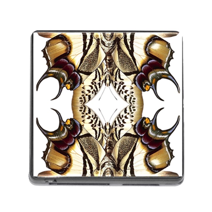 Butterfly Art Ivory&brown Memory Card Reader with Storage (Square)