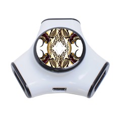 Butterfly Art Ivory&brown 3 Port USB Hub