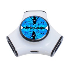 Butterfly Art Blue&cyan 3 Port Usb Hub