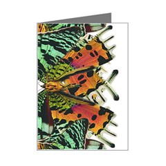 Butterfly Art Green & Orange Mini Greeting Card by BrilliantArtDesigns