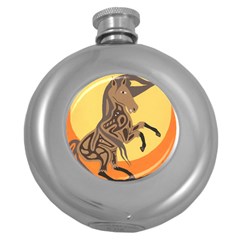 Embracing The Moon Hip Flask (round) by twoaboriginalart