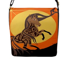 Embracing The Moon Flap Closure Messenger Bag (large) by twoaboriginalart