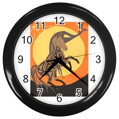 Embracing The Moon Copy Wall Clock (black) by twoaboriginalart